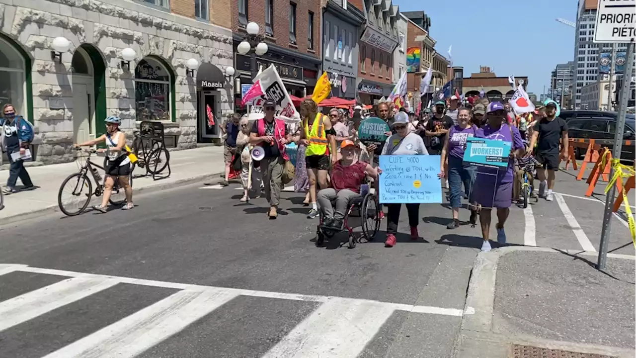 Workers, community members gather in Ottawa to protest Ontario government's policies, cost of living