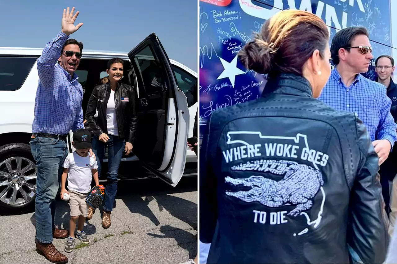 Casey DeSantis sports ‘Where Woke Goes to Die’ jacket at Iowa GOP event