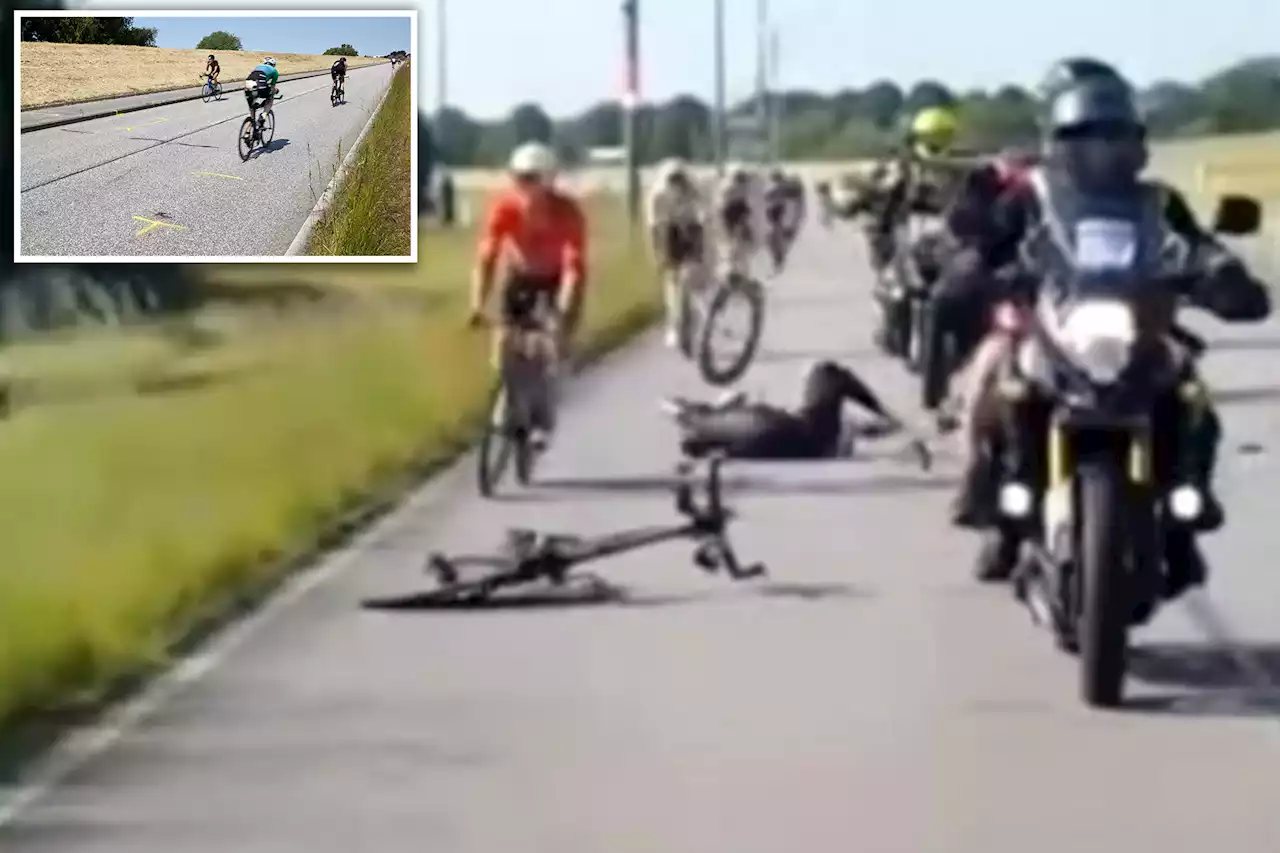 Motorcycle rider dead after crash with cyclist during Ironman race