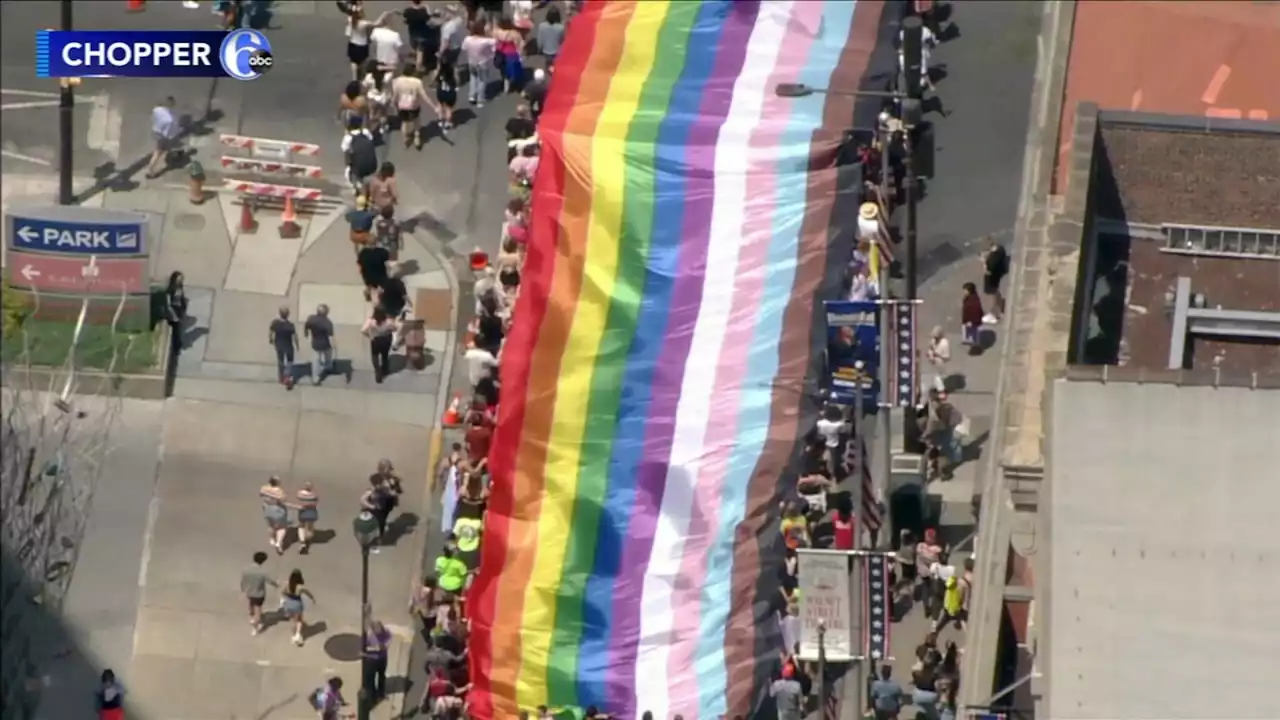 Massive crowds of people gather for Philadelphia Pride March and Festival in Center City