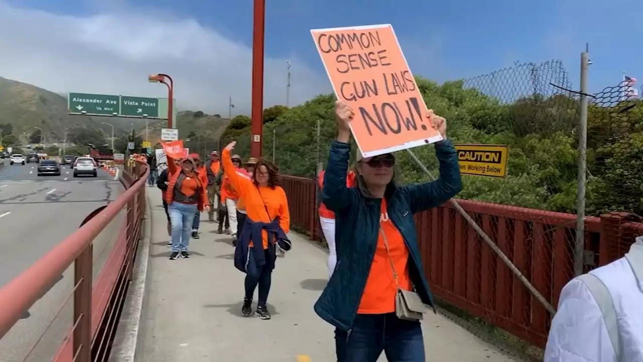 Advocates march across Golden Gate Bridge for gun violence prevention awareness