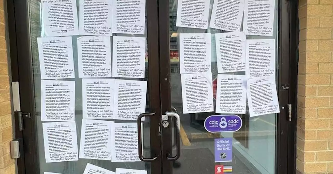 Elderly couple posts dozens of letters outside of Toronto bank begging for answers