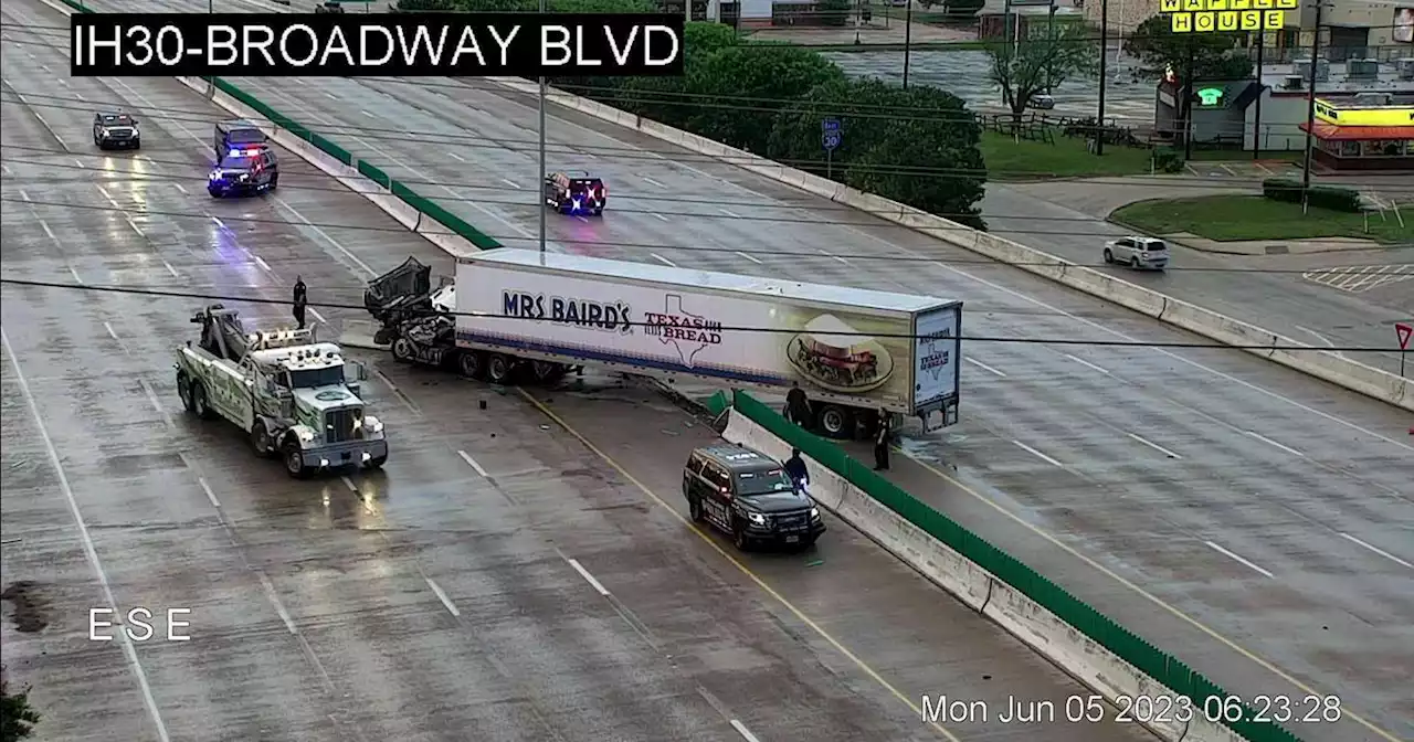 I-30 closed in Garland after tractor-trailer crash, police say