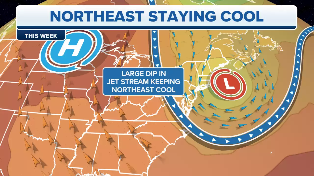 Northeast facing wet weather, below average temperatures this week