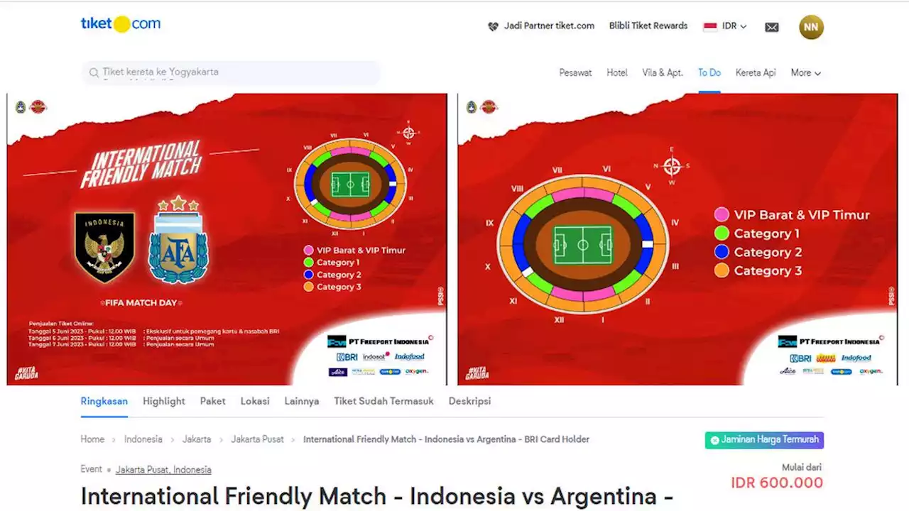 War Tiket Laga Indonesia vs Argentina, Kurang dari 15 Menit Ludes Diborong