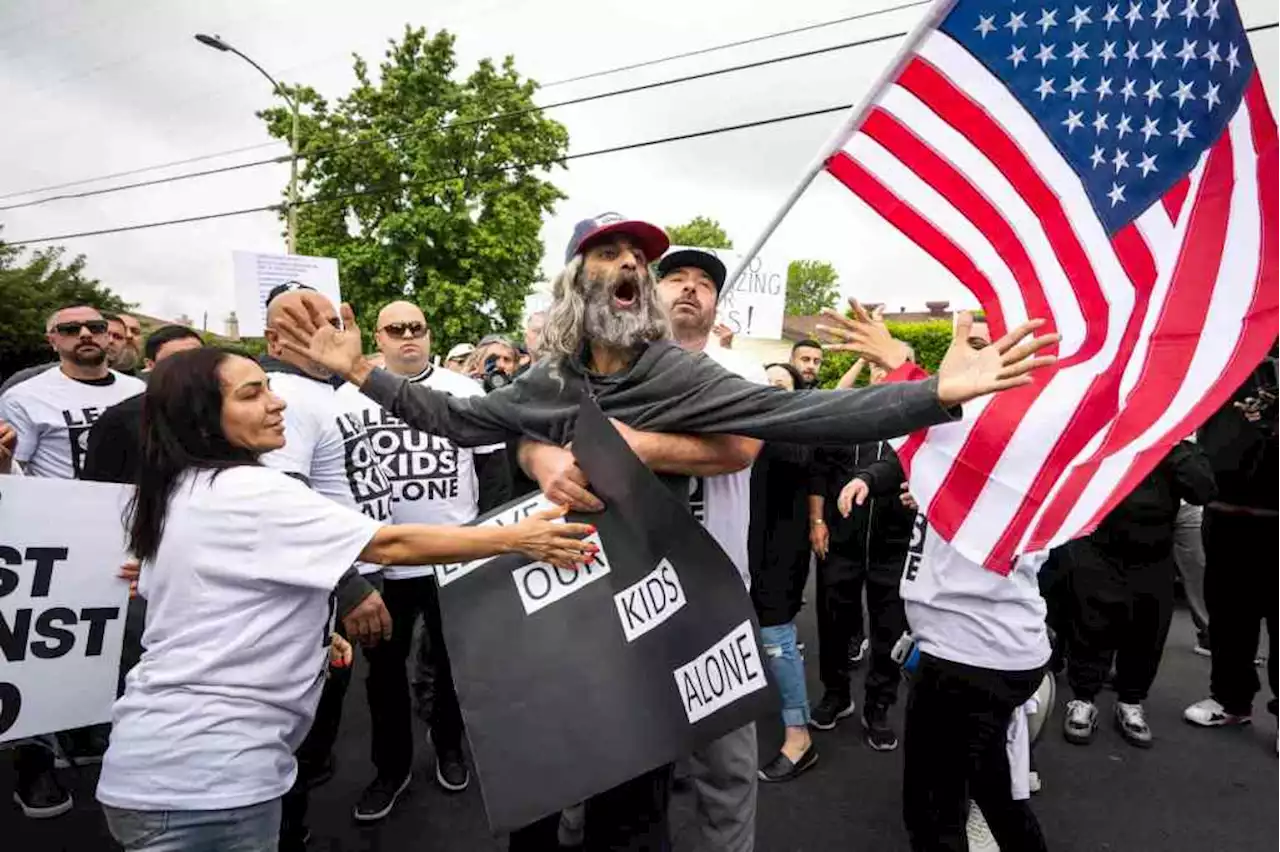 Parents and LGBTQ+ advocates clash at California elementary school Pride protest