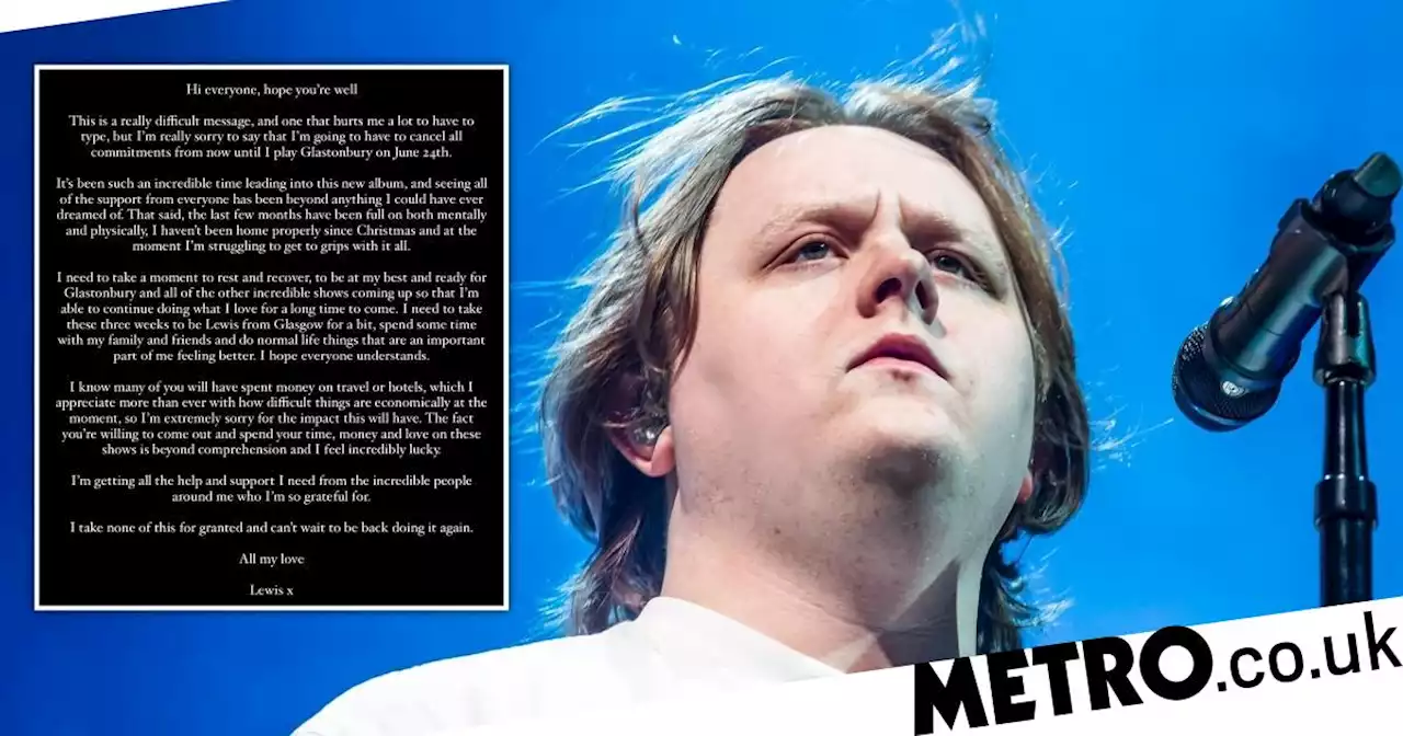 Lewis Capaldi cancels all commitments until Glastonbury due to health concerns