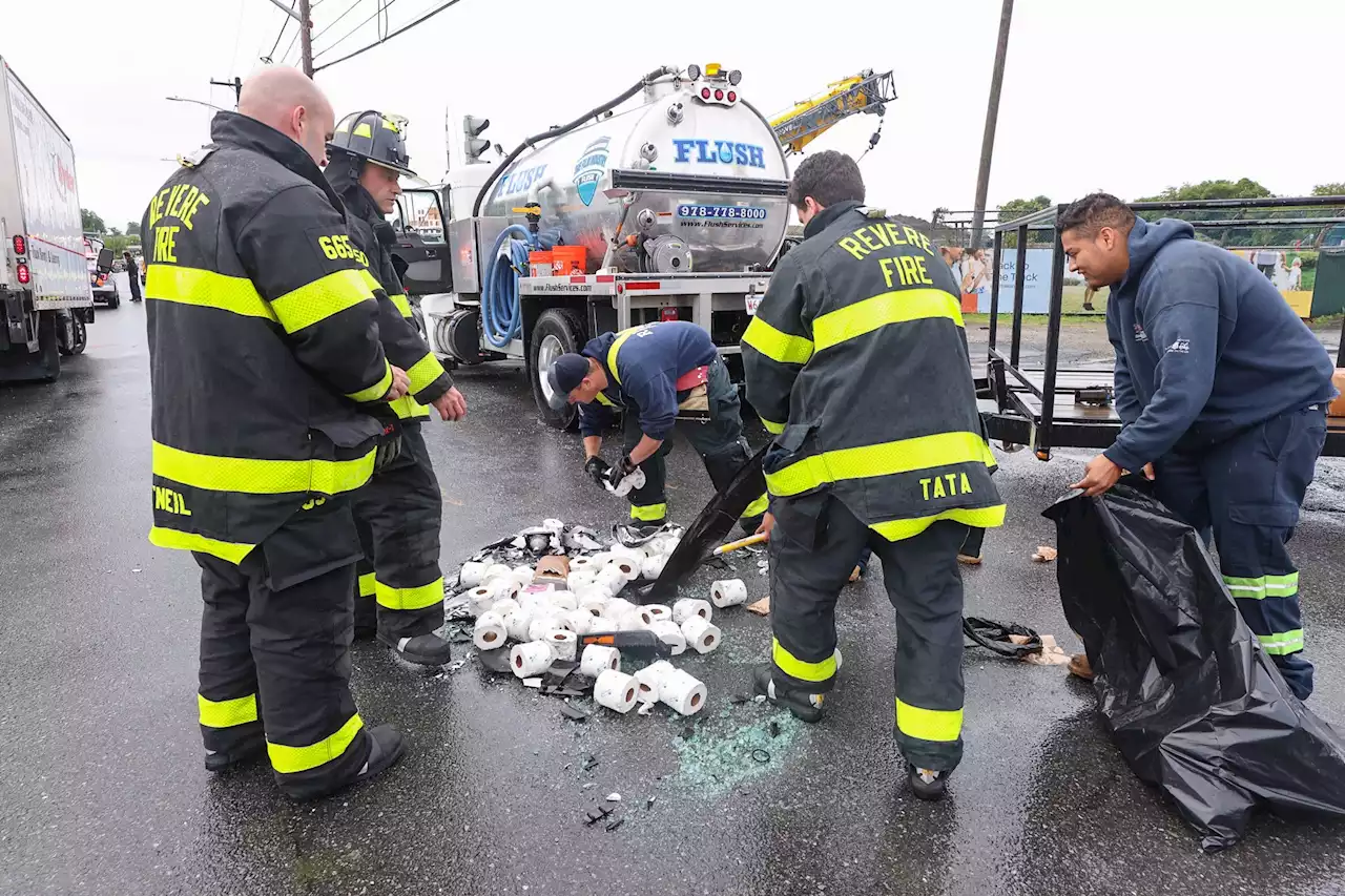 Porta-potty truck crash leaves Mass. road littered with toilet paper