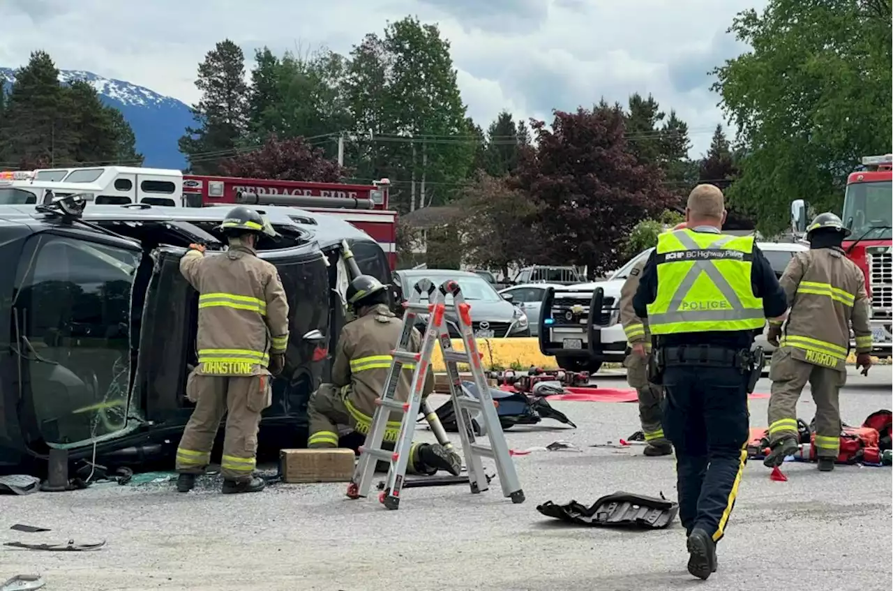 B.C. Highway Patrol stages mock collision at Terrace’s Caledonia Secondary School - Terrace Standard