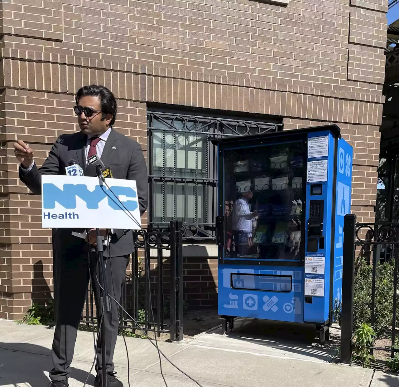 First-ever vending machine offering free Narcan, safer drug use kits, and menstrual kits installed in New York City | amNewYork