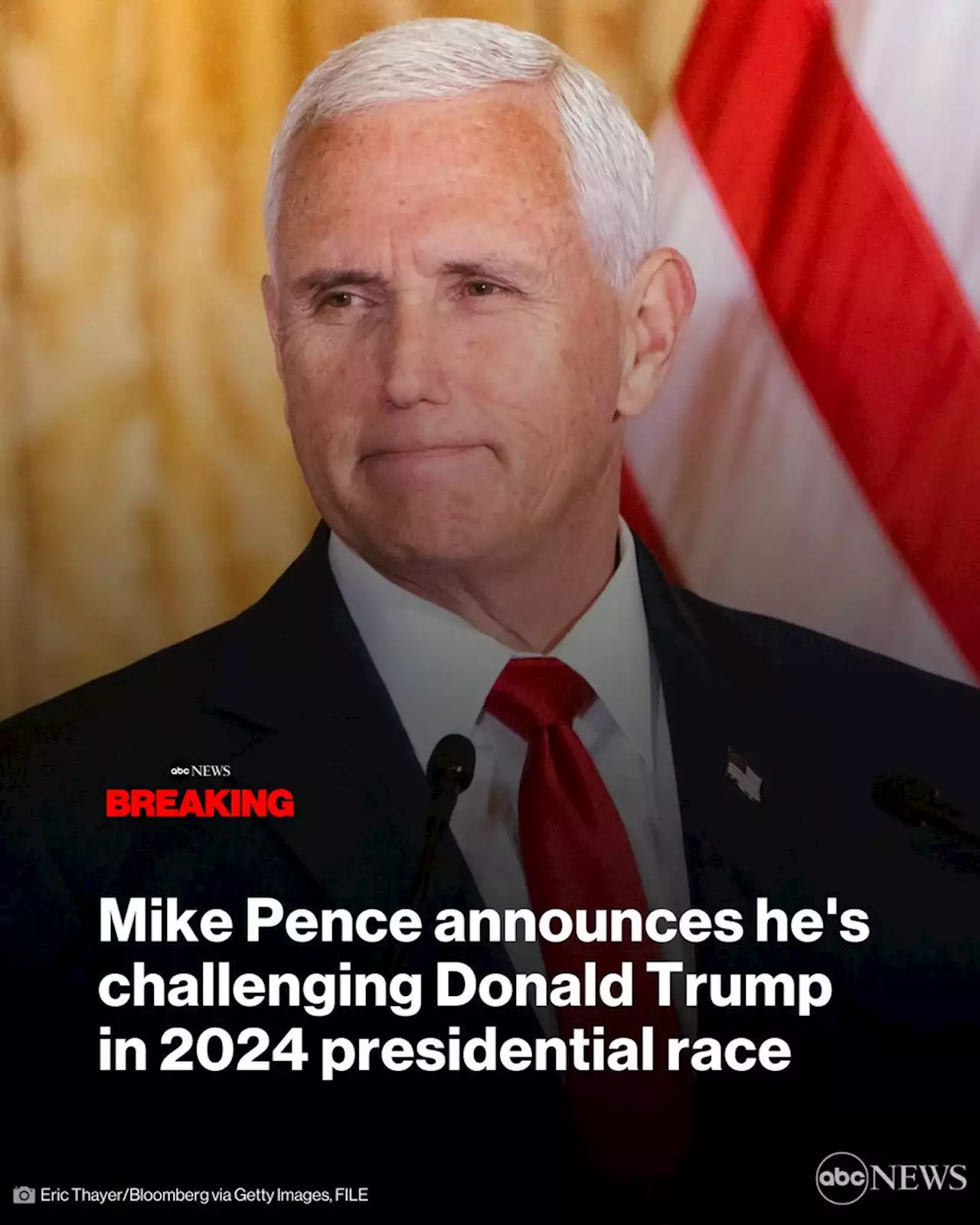 Mike Pence announces he's challenging Donald Trump in 2024 presidential race