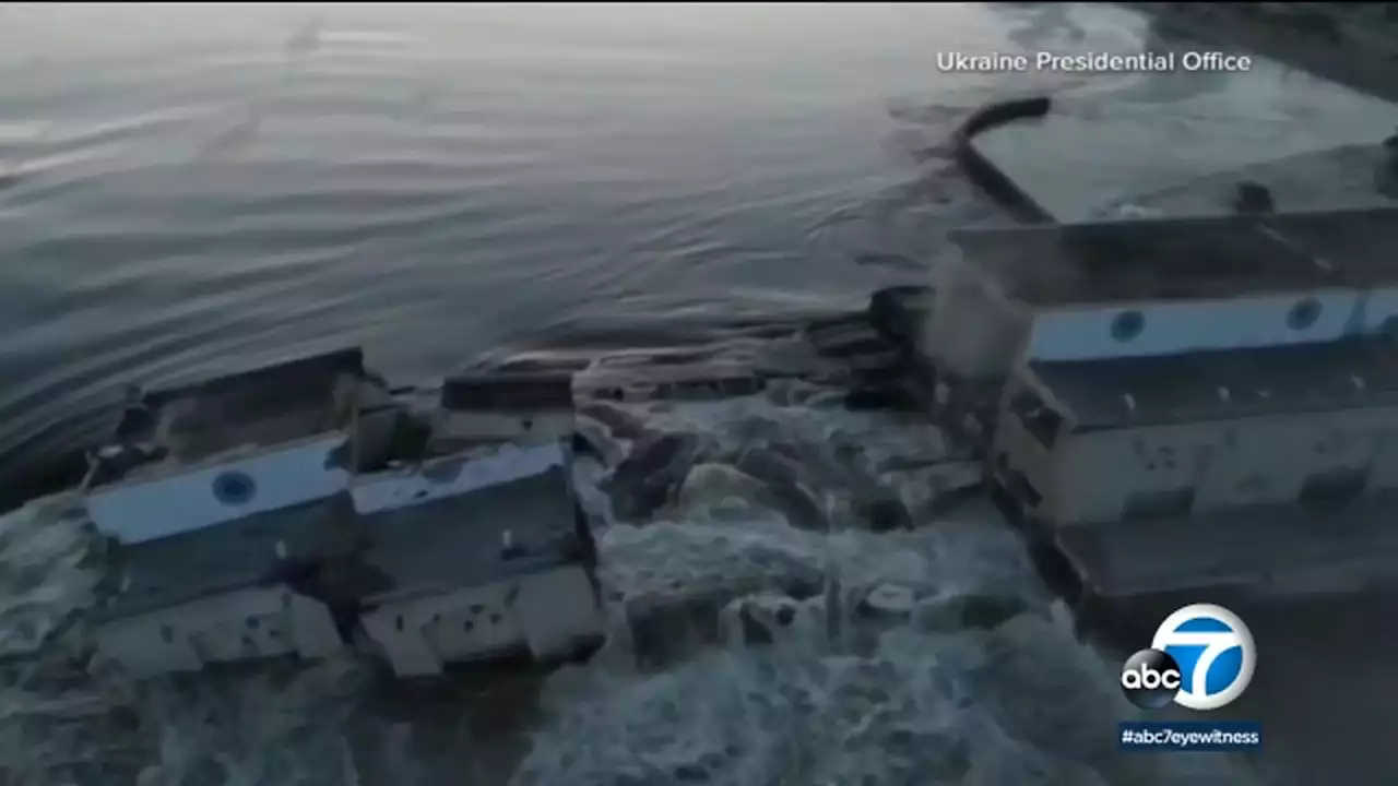 Collapse of major dam in southern Ukraine triggers emergency as Moscow and Kyiv trade blame