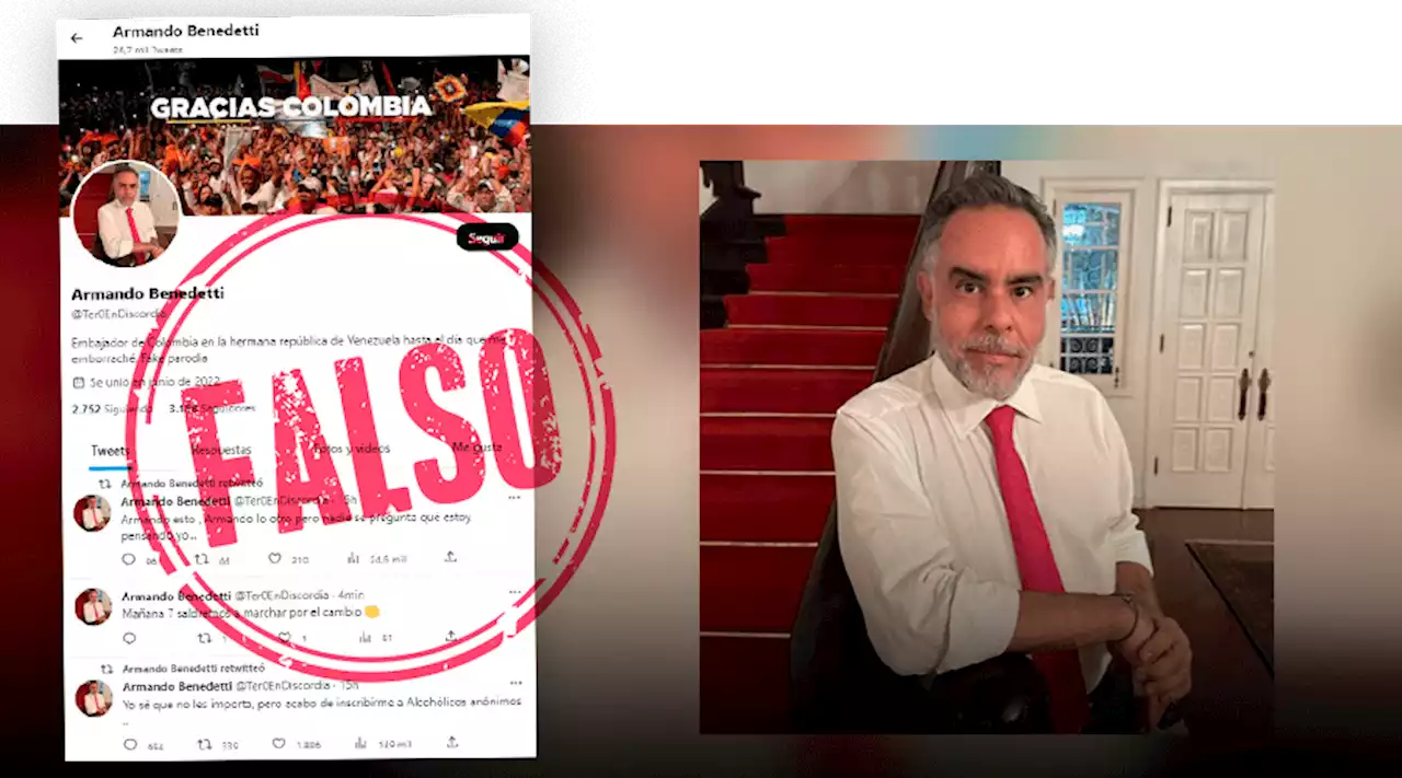 Cuenta fake suplanta en Twitter a Armando Benedetti en medio del escándalo por los audios