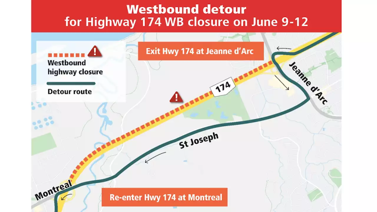 Westbound lanes of Highway 174 to close this weekend for LRT work