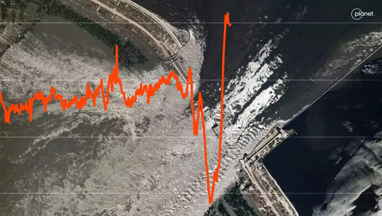 (S+) Überflutung in der Ukraine: Satellitenbilder zeigen die Folgen der Zerstörung des Staudamms