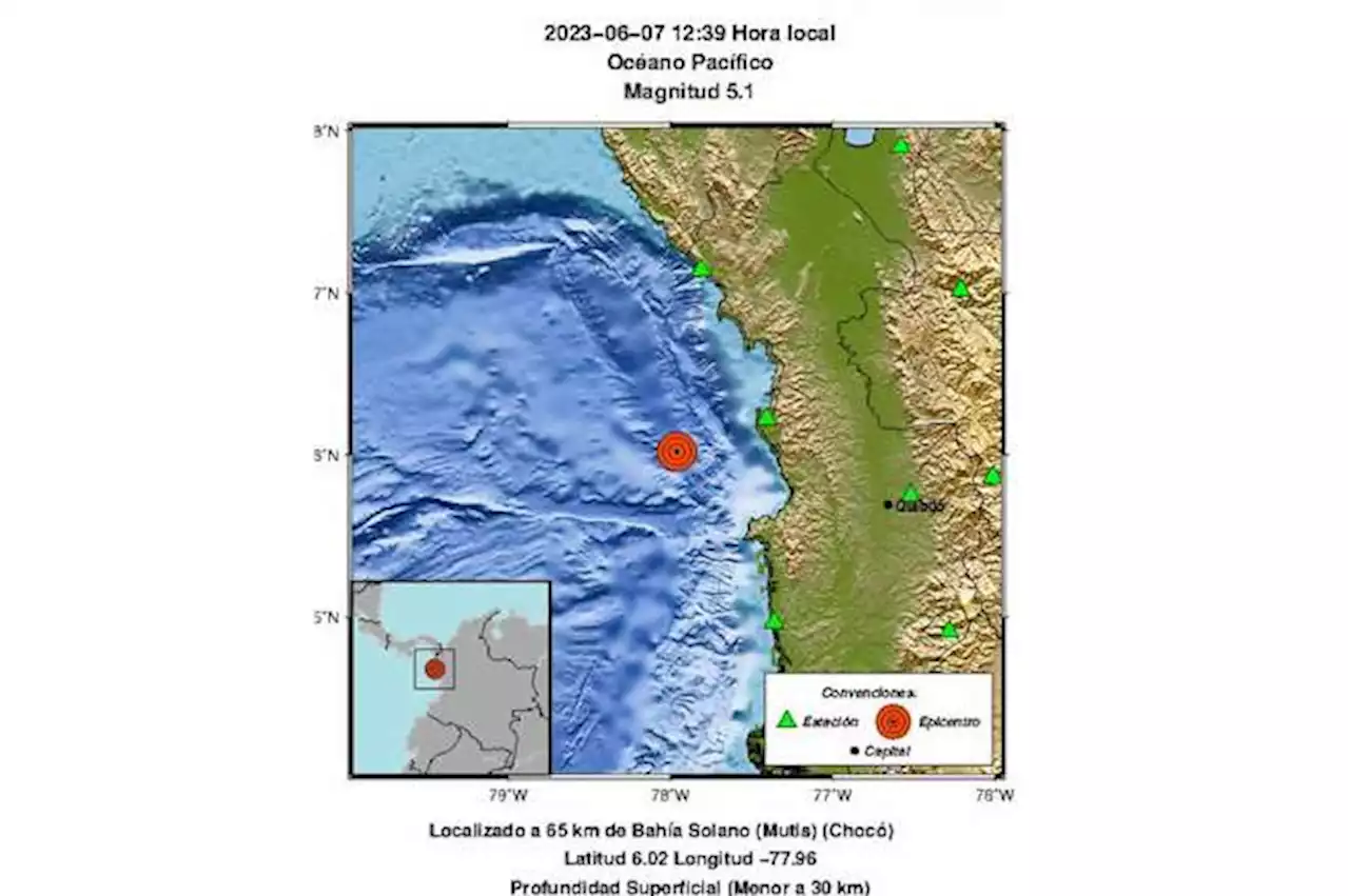 Registran sismo de magnitud 5,1 este 7 de junio en Colombia