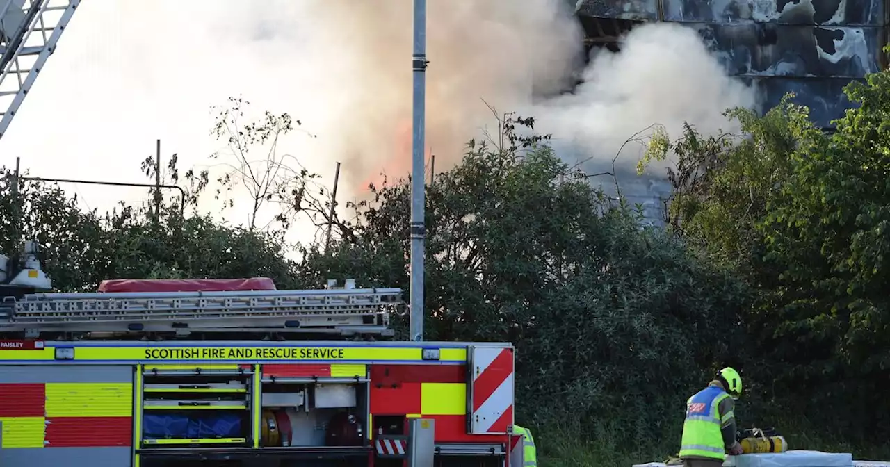 Roads closed and firefighters still on scene of Glasgow recycling centre blaze