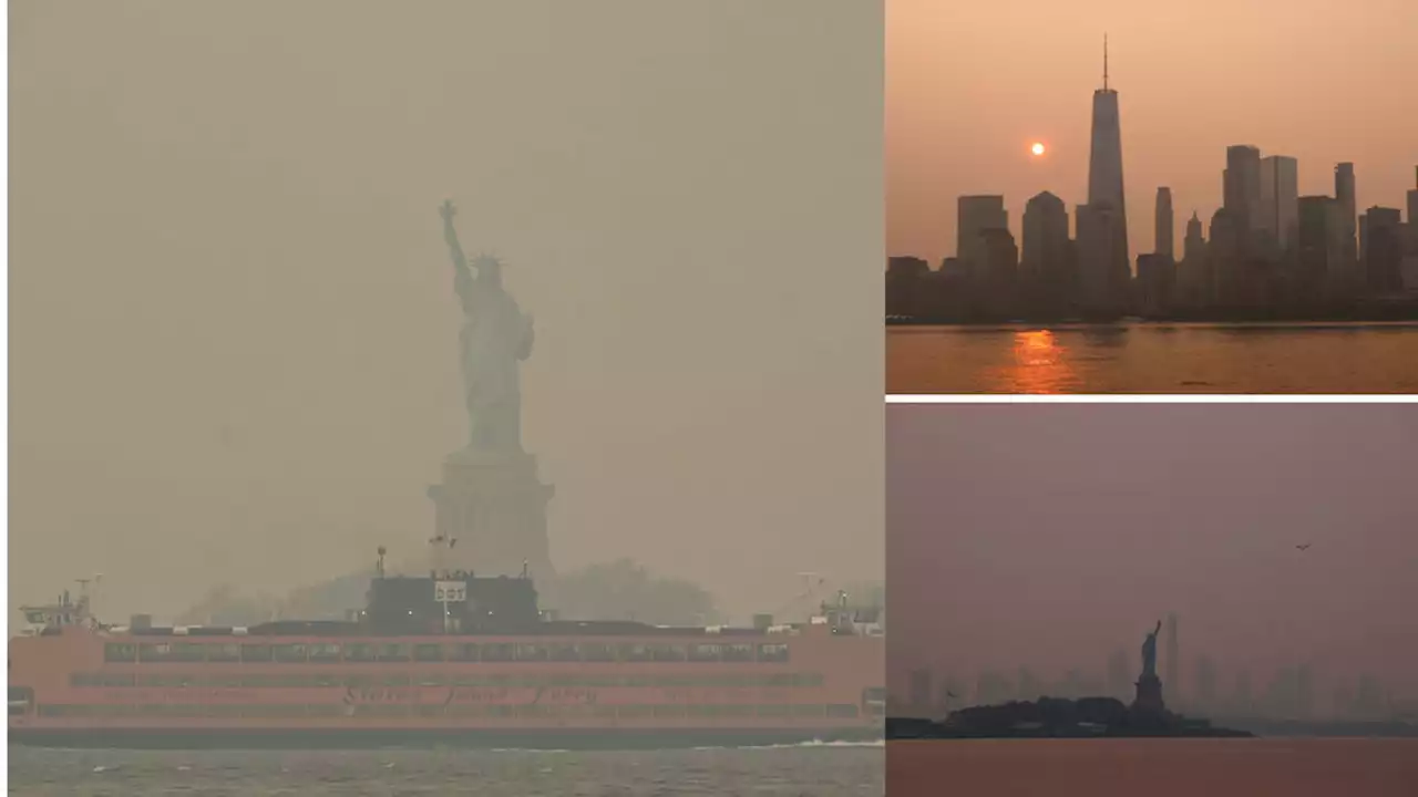 New York blanketed by red haze due to smoke from Canadian wildfires