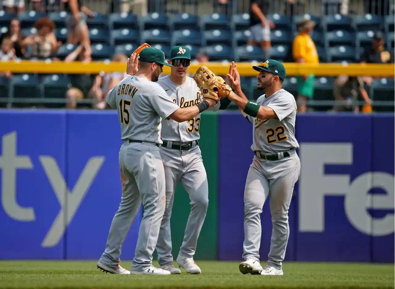 A's win consecutive series, Noda homers, Harris gets 1st win, 9-5 over Pirates