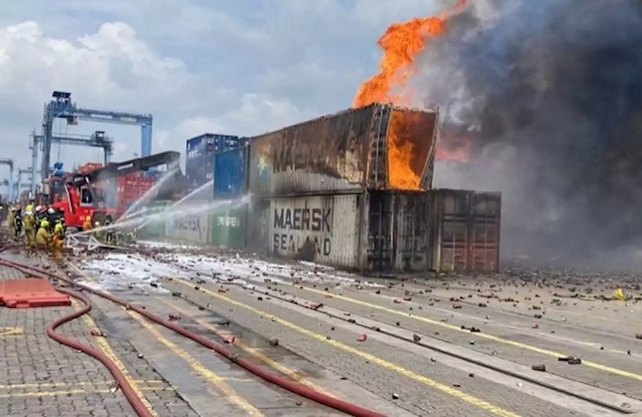 Shipping containers with inflammable material razed in Port Klang fire