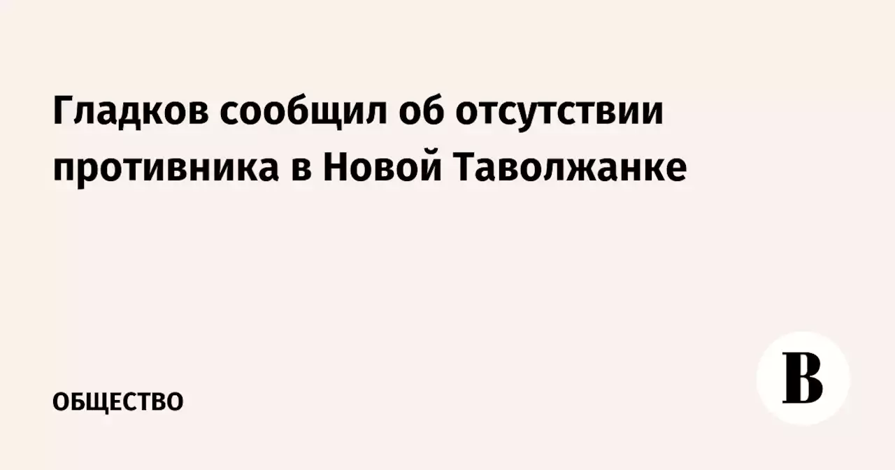 Гладков сообщил об отсутствии противника в Новой Таволжанке