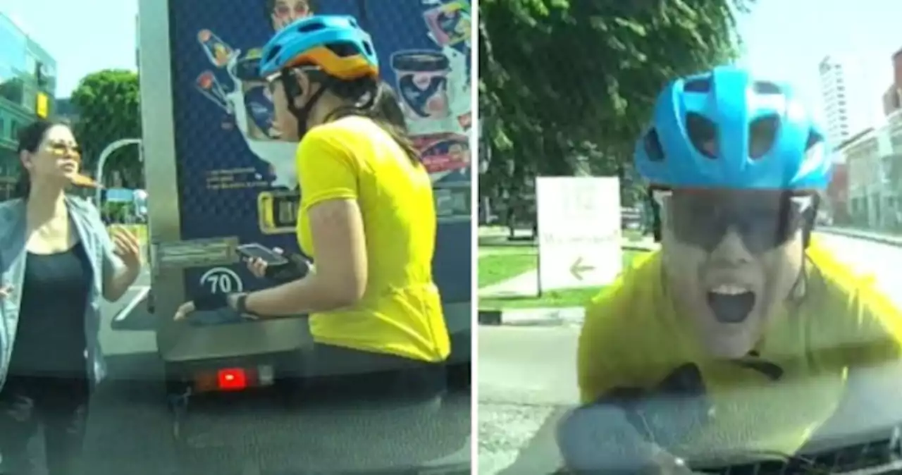 Dash cam video of altercation between cyclist and driver along East Coast Road surfaces as both women are charged in court