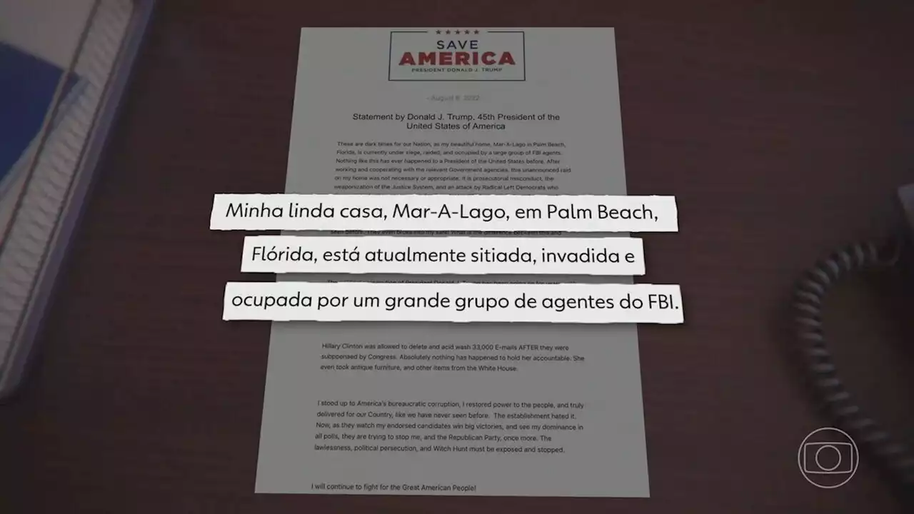 Promotores dizem a Trump que ele é investigado em caso de documentos que ele levou para casa, diz imprensa dos EUA