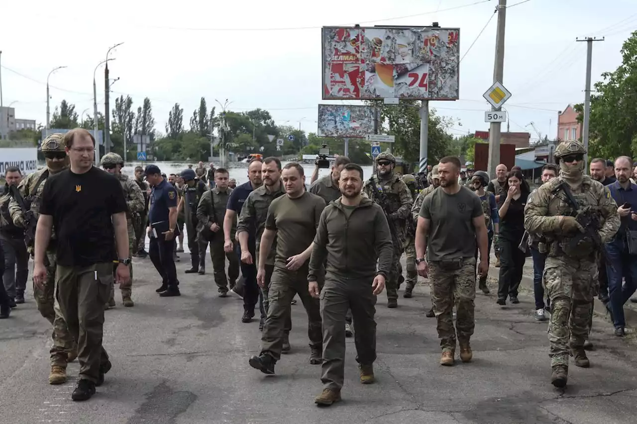 Ukrainian President Zelensky visits area flooded by destroyed Nova Kakhovka dam