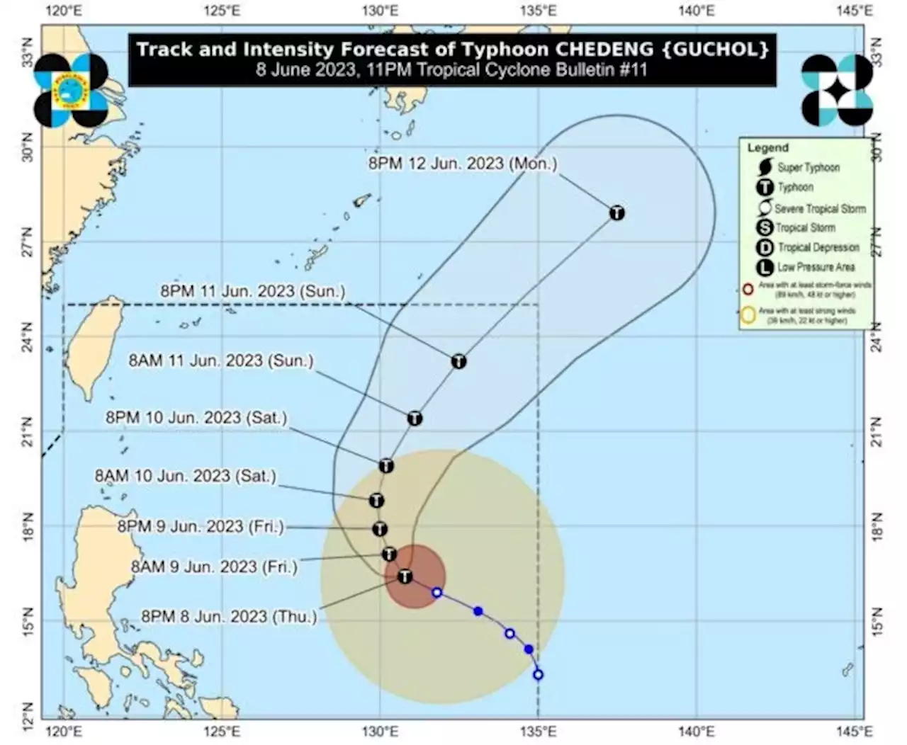 Typhoon Chedeng to exit PAR on Sunday evening at the earliest — Pagasa