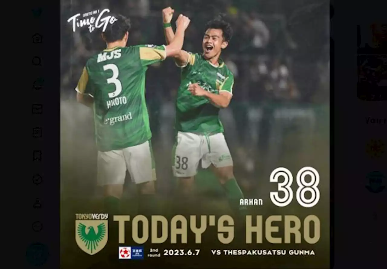 Tampil Penuh untuk Tokyo Verdy, Pratama Arhan Catatkan Assist