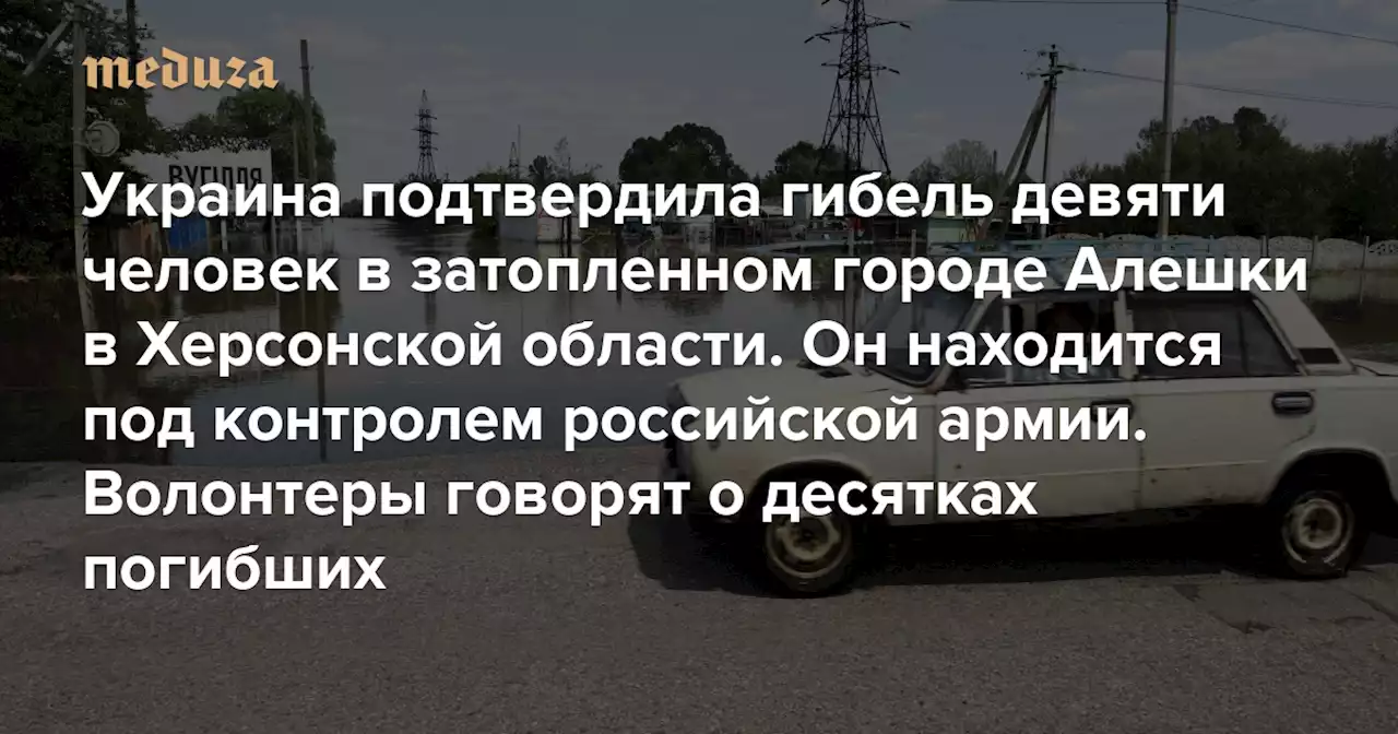 Украина подтвердила гибель девяти человек в затопленном городе Алешки в Херсонской области. Он находится под контролем российской армии Волонтеры говорят о десятках погибших — Meduza