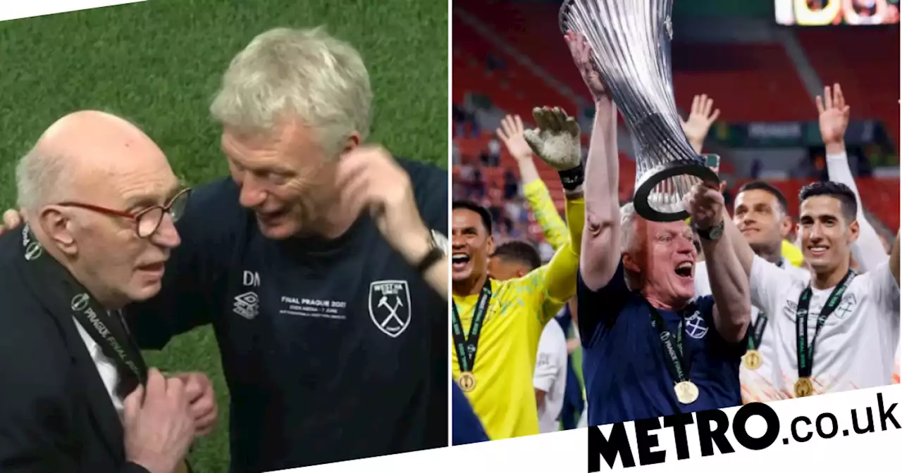 David Moyes gives medal to his 86-year-old dad after West Ham win Europa final