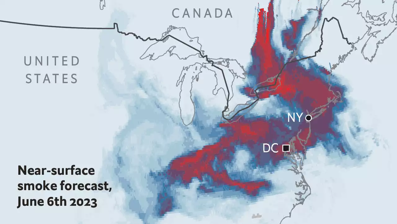 Smoke blackens the air in America’s north-east