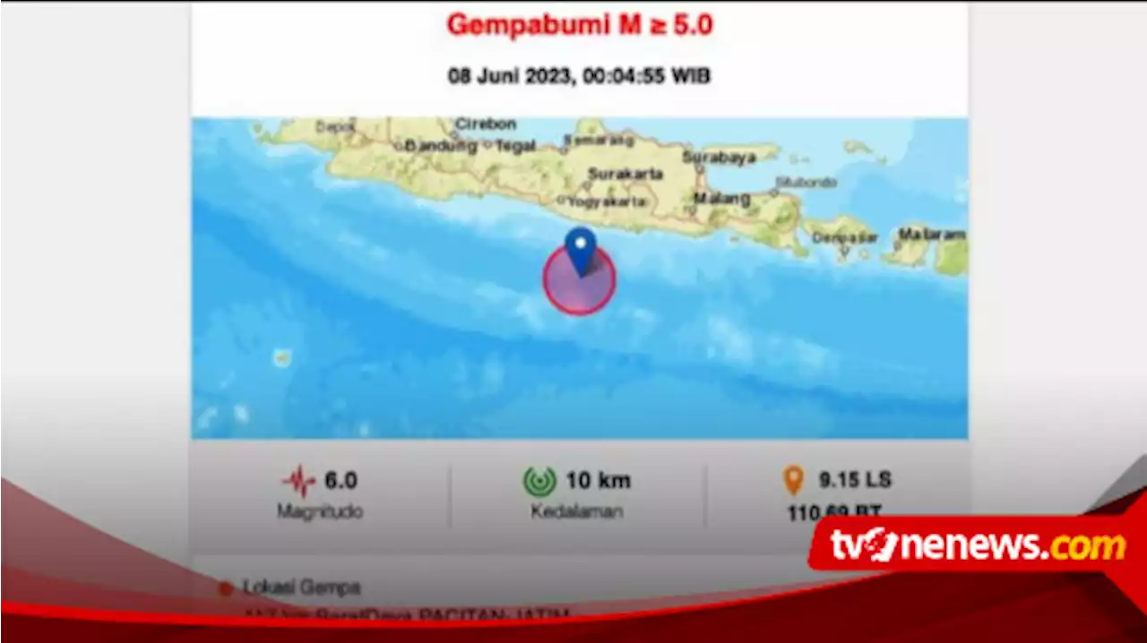 Gempa Bumi M 6.0 di Pacitan Membuat Barang Terpelanting