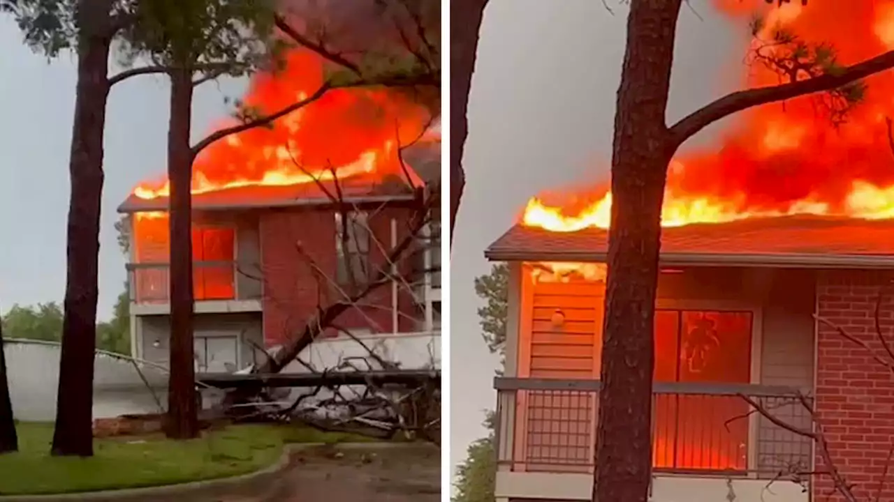 Families escape NW Harris Co. apartment fire during strong storms