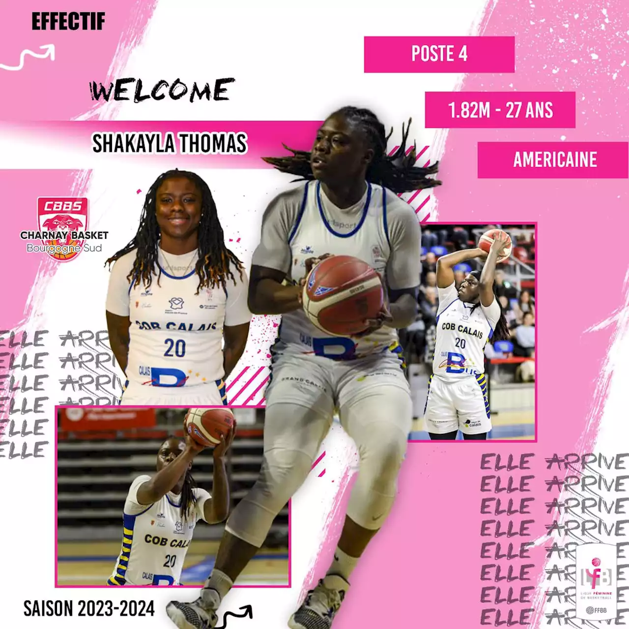 Shakayla Thomas complète la raquette de Charnay - BeBasket