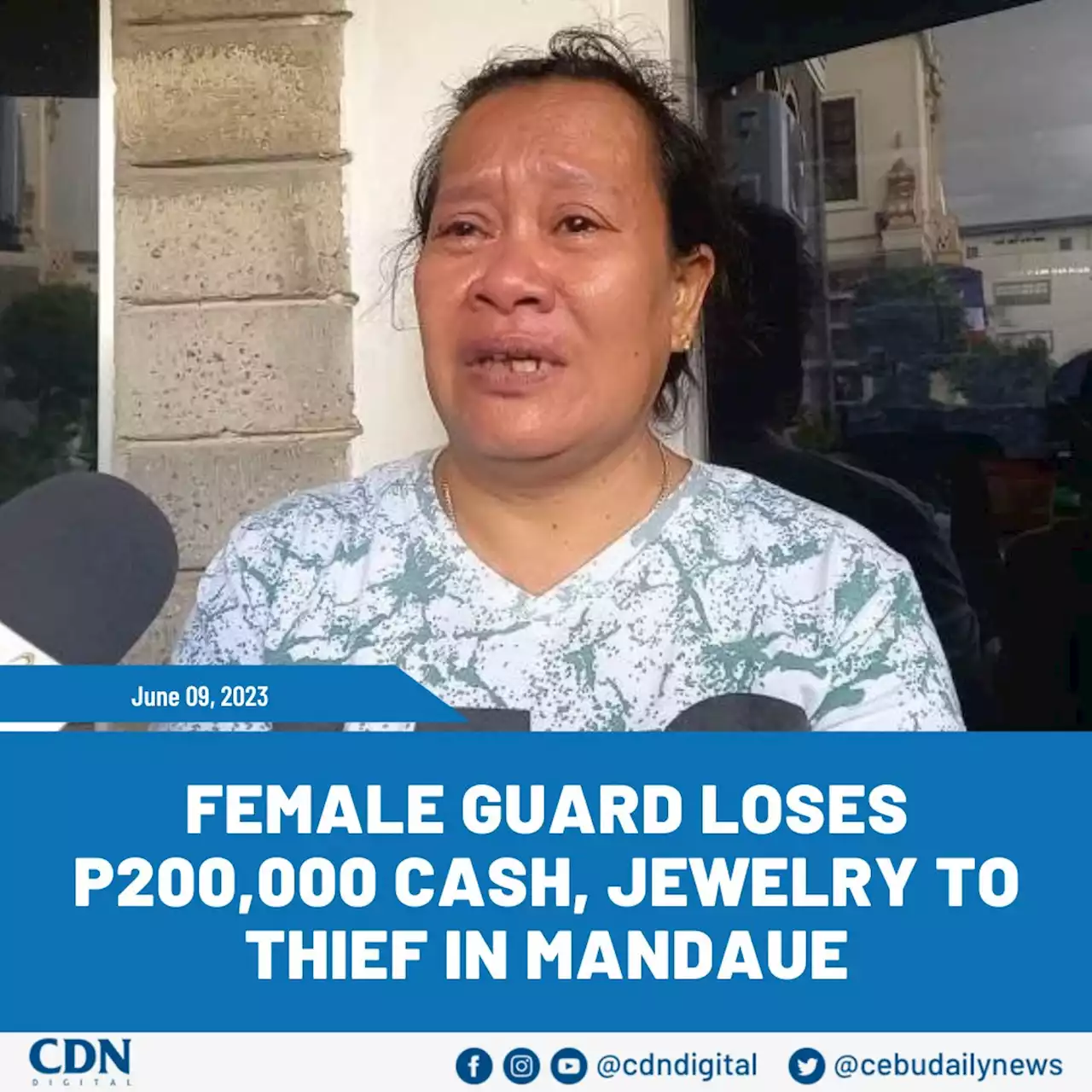 Female guard loses P200,000 cash, jewelry to thief in Mandaue