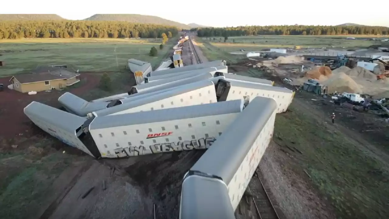 Video captures aftermath of massive train derailment in Arizona