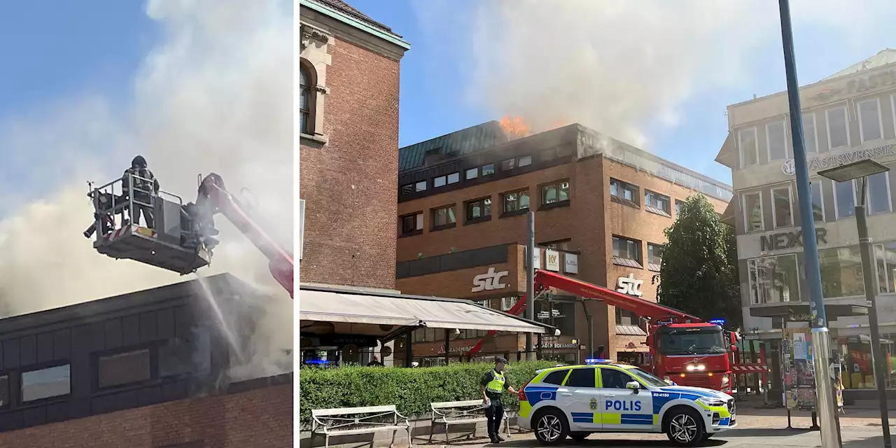 Kraftig brand i centrala Borås