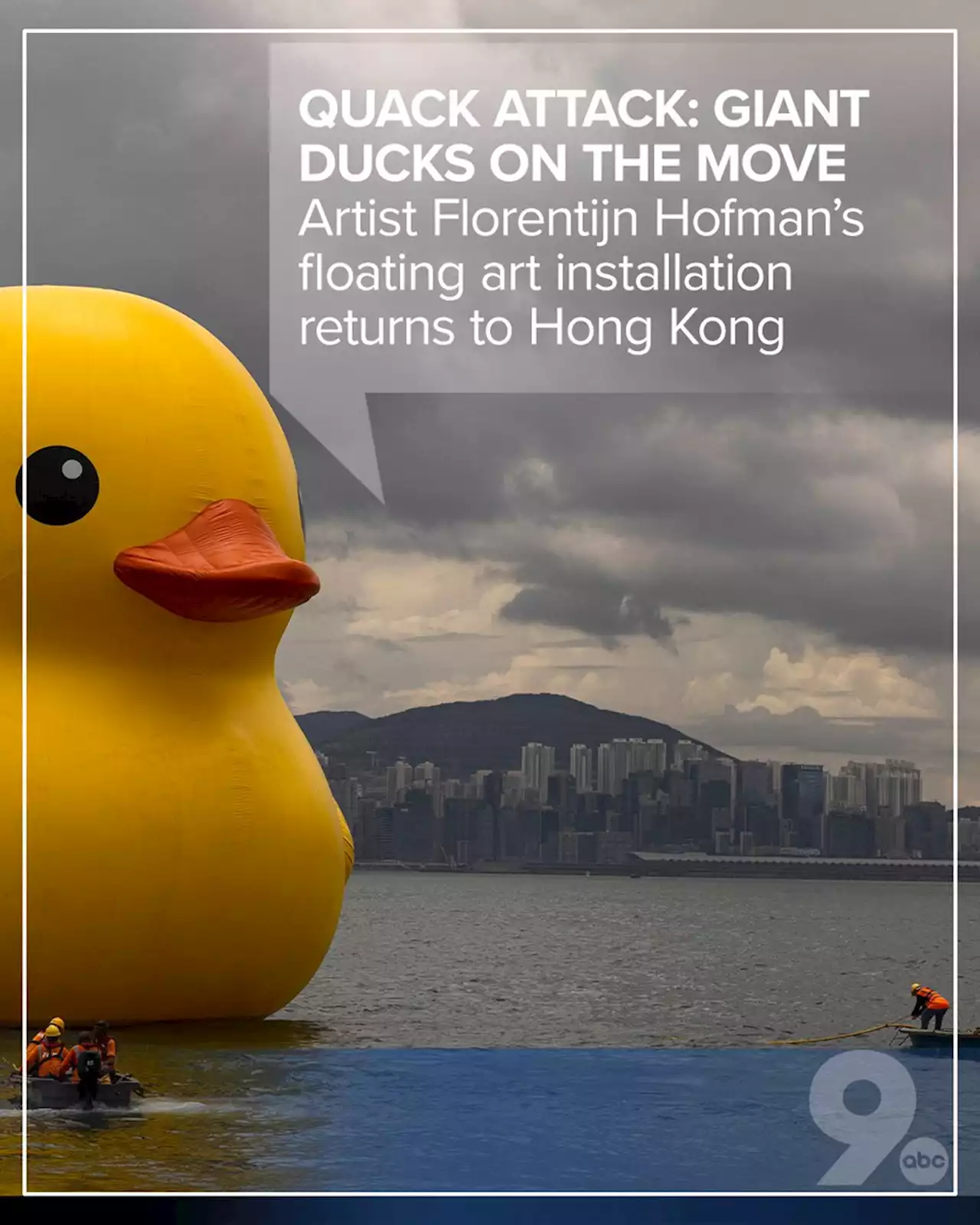 Giant inflatable ducks make a splash in Hong Kong as pop-art project returns after 10 years