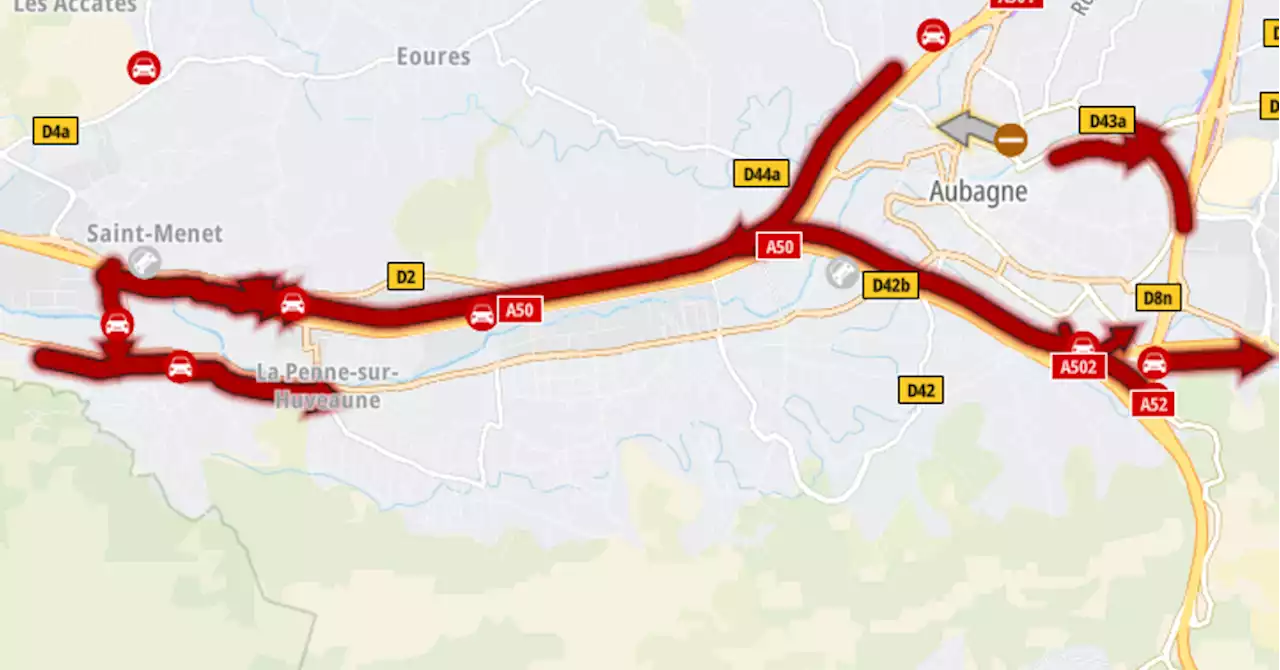 A50 : bouchon important dans le sens Aubagne-Marseille