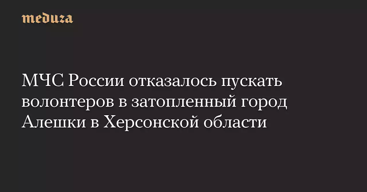 МЧС России отказалось пускать волонтеров в затопленный город Алешки в Херсонской области — Meduza