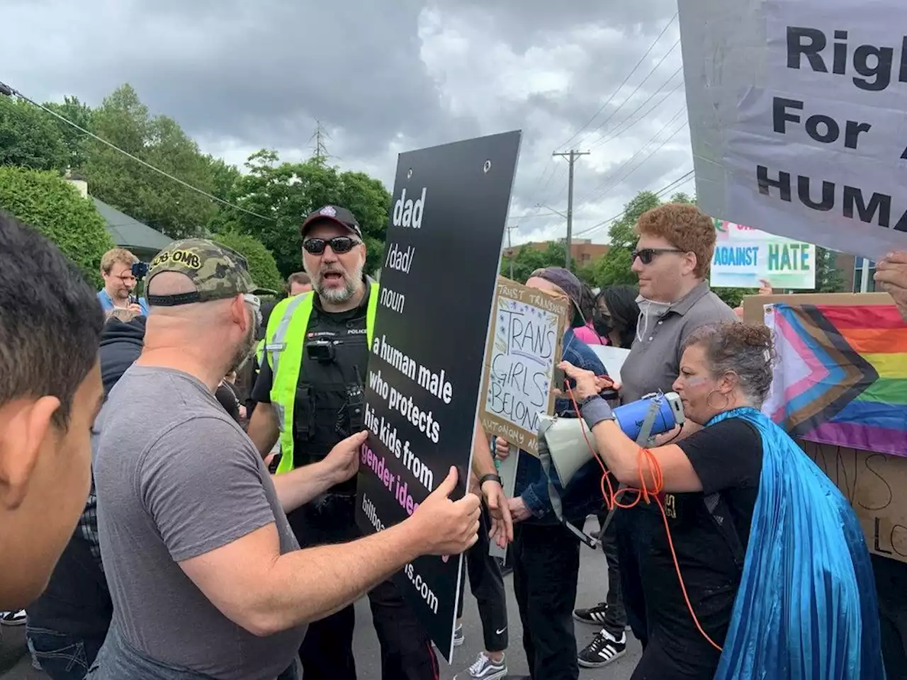 Transgender rights supporters rally against anti-'gender ideology' activist, protesters near two Ottawa schools