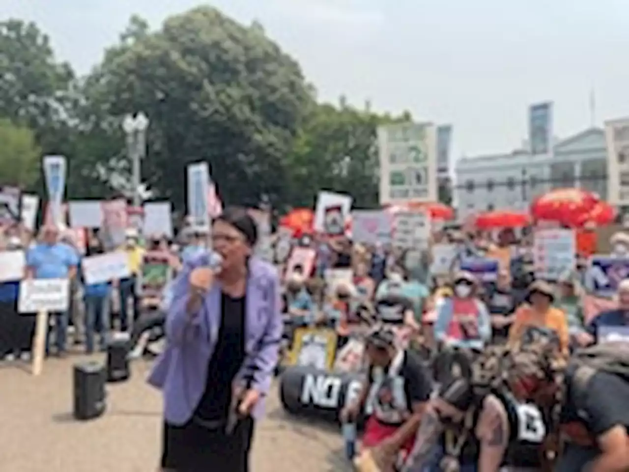 Climate advocates protest Mountain Valley Pipeline outside White House