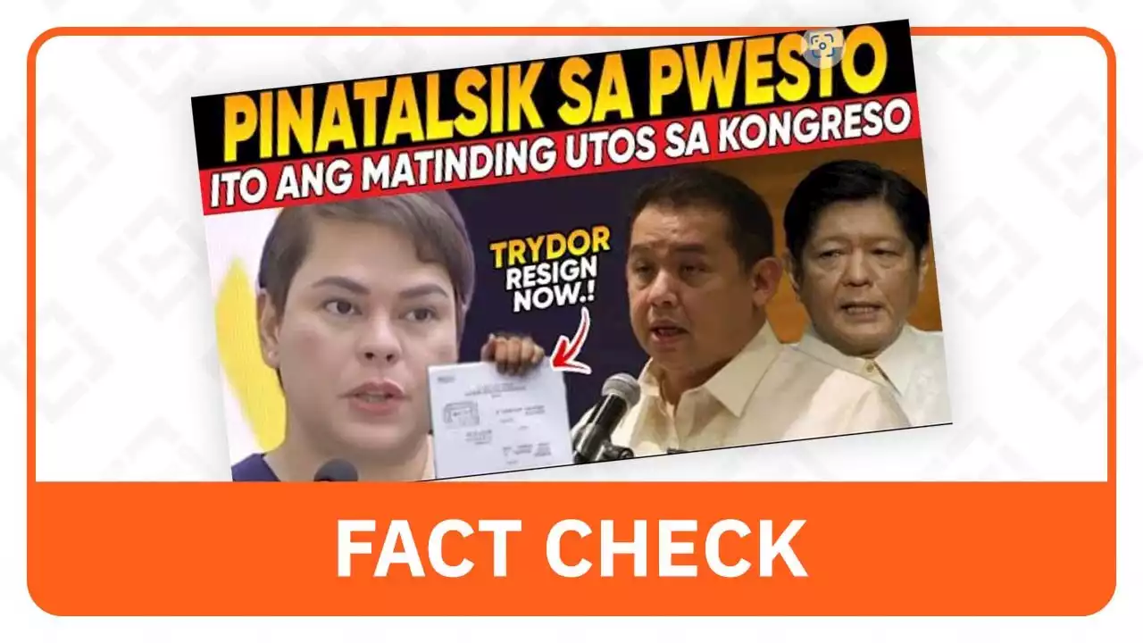 FACT CHECK: Sara Duterte did not ask Speaker Romualdez to resign