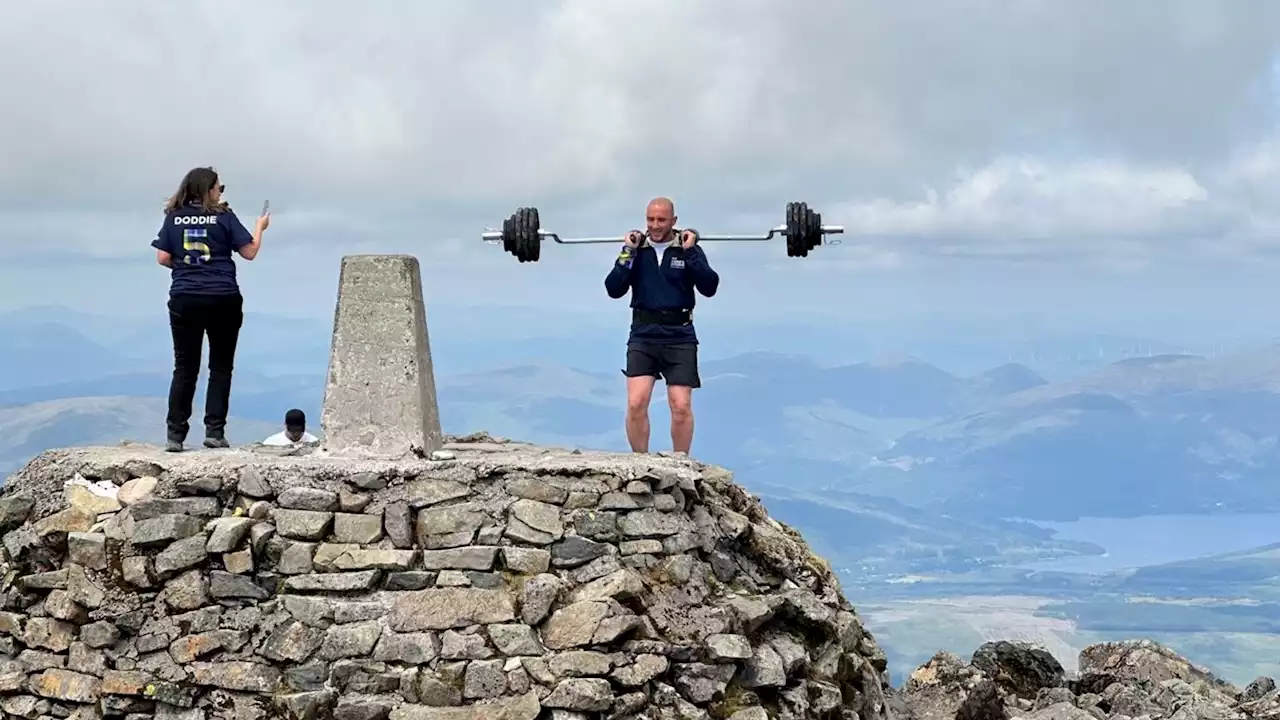 David Dooher climbs Ben Nevis with 100kg barbell to raise money for Doddie Weir's MND charity