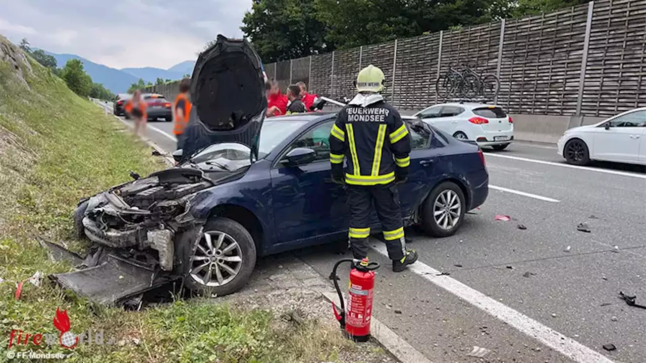 Oö: Fahrzeugüberschlag auf der Heimreise vom Urlaub auf der A 1 bei Mondsee