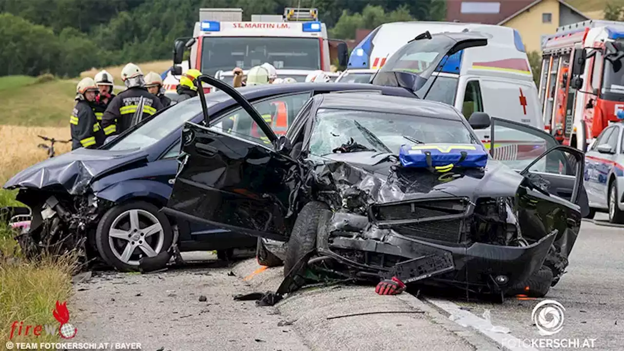 Oö: Zwei Tote und sechs teils schwer Verletzte bei Frontalkollision zwischen St. Martin und Landshaag