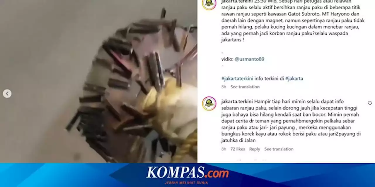 Video Viral Banyak Ranjau Paku di Jalan Protokol Jakarta