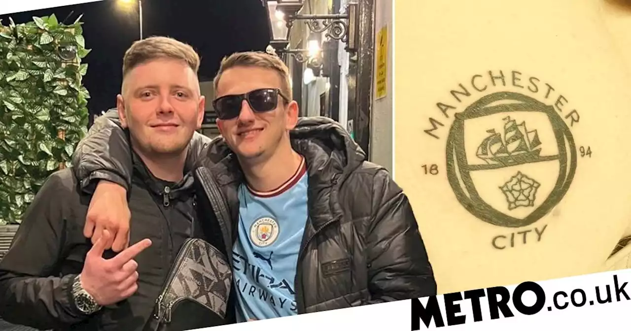 Man United fan gets City crest tattooed on his bum after losing drunken bet